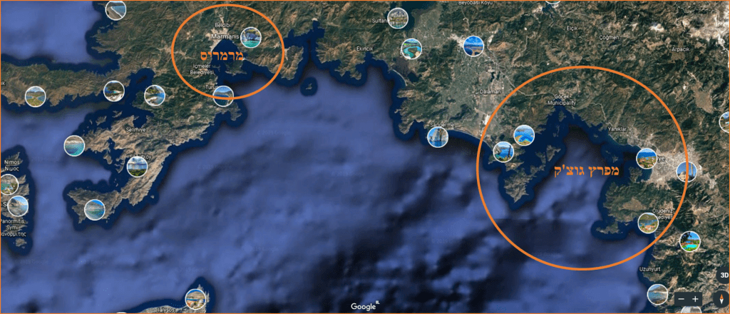 מסלול ההפלגה של פלוטילת יאכטות בלו ווייב בתורכיה סוכות 2019